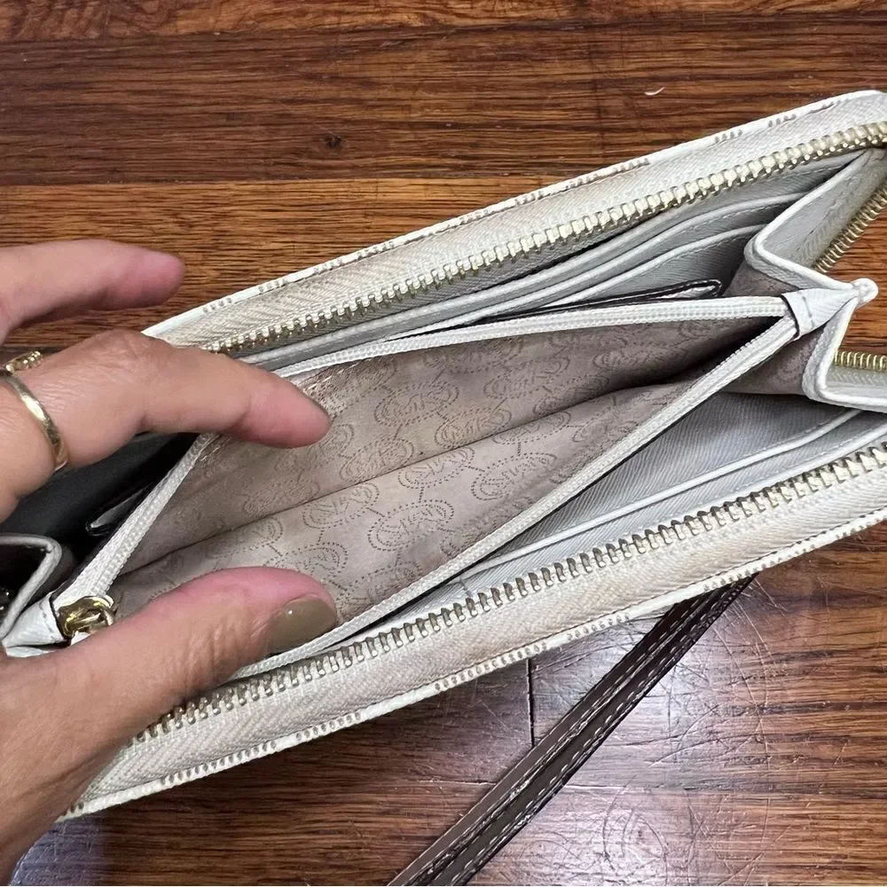 Michael Kors Tan and Beige Wristlet Long Wallet